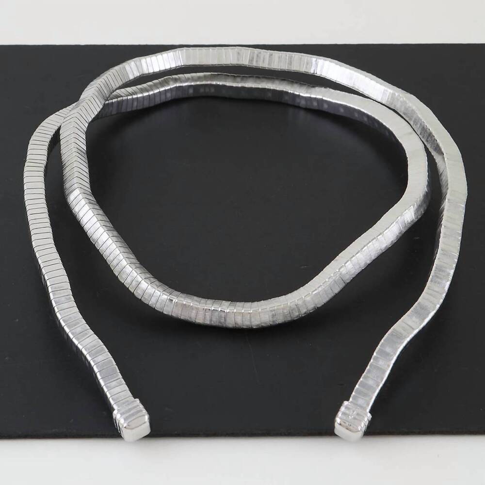 NEW 3AM BY H&D ACCESSORIES women's abstract box chain wrap choker necklace in si